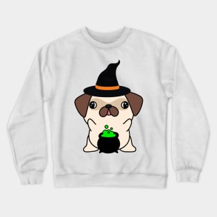 Cute pug dog is a witch Crewneck Sweatshirt